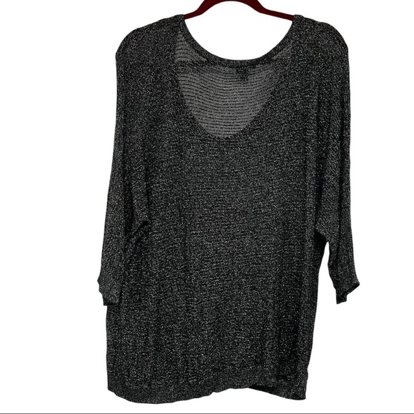 Torrid Black V Neck Metallic Shimmer Dolman Sleeve Top - Picture 4 of 10